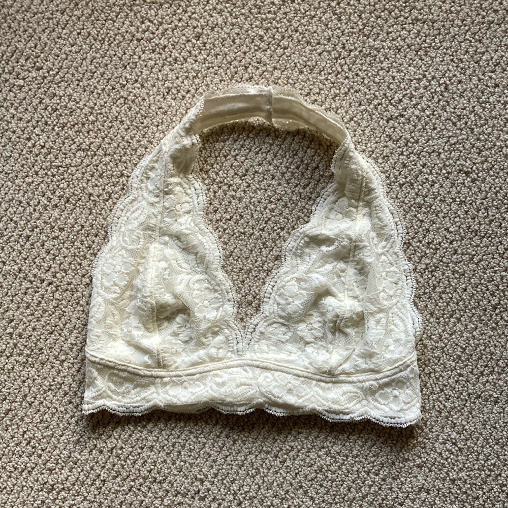 Urban Outfitters Out from Under Lace Halter Bralette Cream Size Large Like New